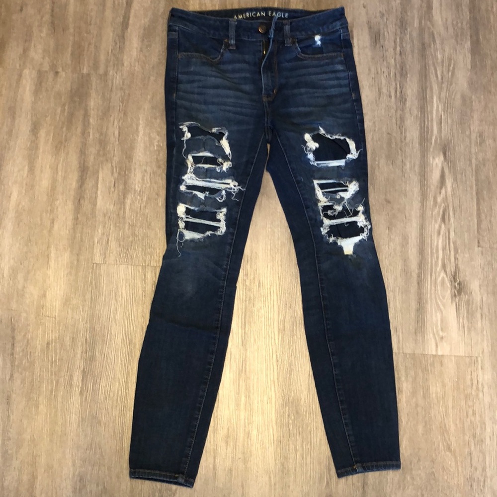 American Eagle Patched Ripped Skinny Jeans